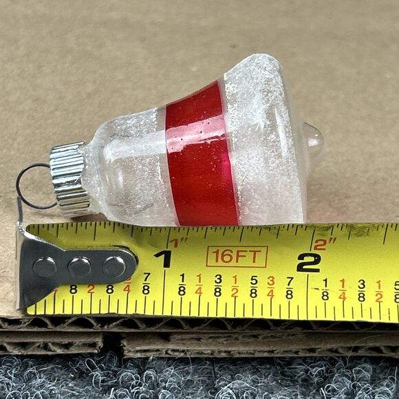 Vintage Shiny Brite Glass Ornament Unsilvered Bell Frosted 2” WW2 Era - Picture 7 of 7